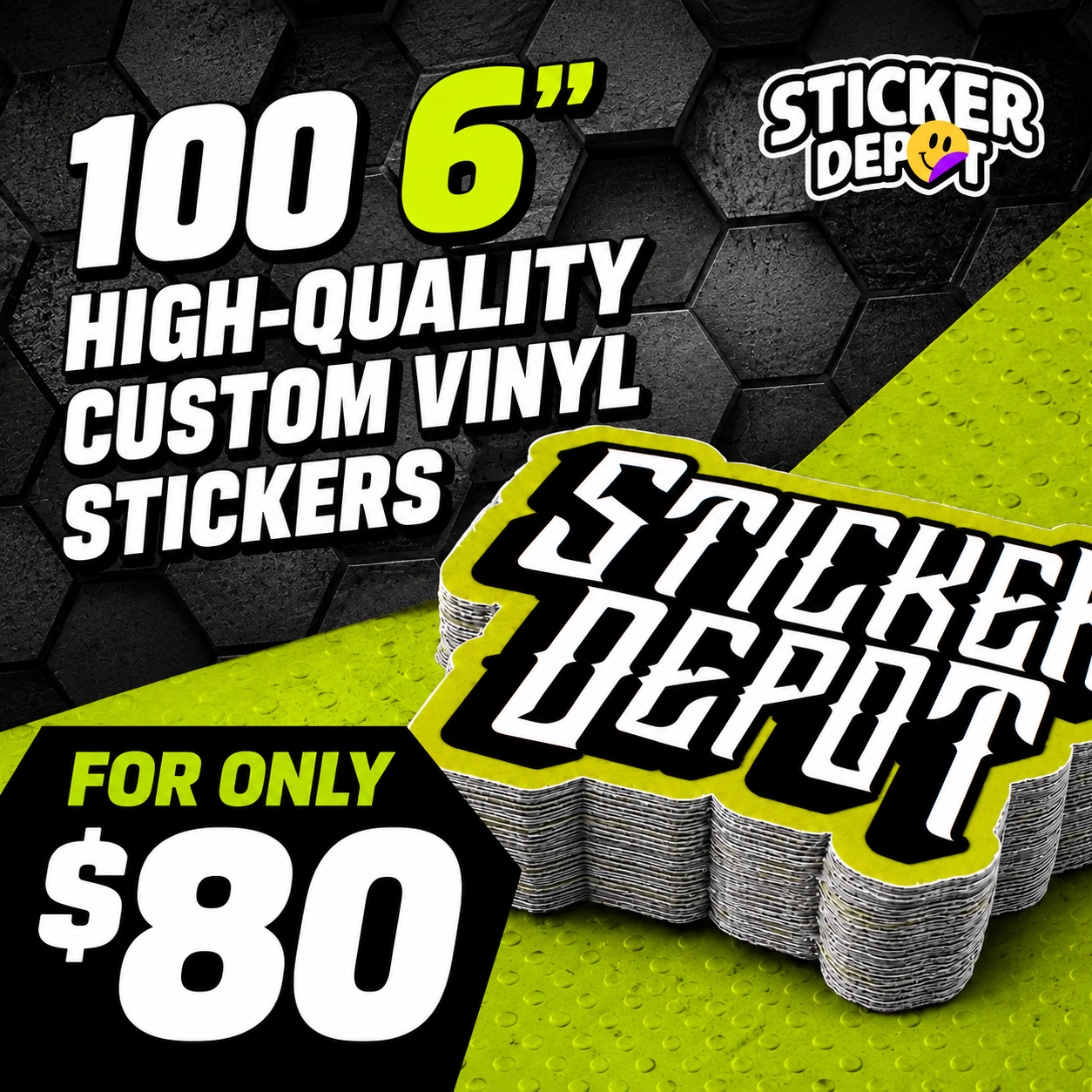 100 6" Custom Vinyl Stickers for only $80