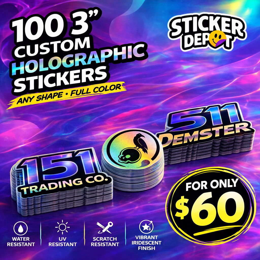 100 3" Holographic Sticker Deal