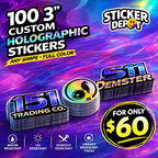 100 3" Holographic Sticker Deal