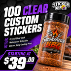 100 Clear Vinyl Stickers Deal