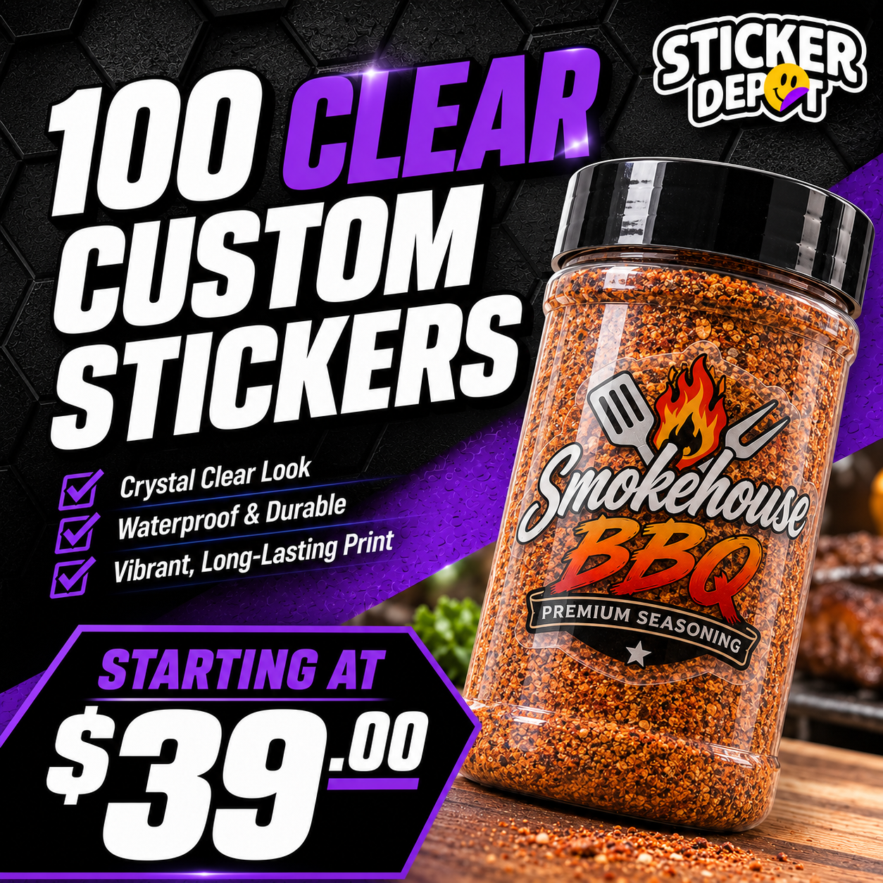 100 Clear Vinyl Stickers Deal