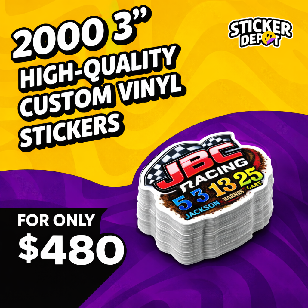 2000 3" Custom Vinyl Stickers for only $480