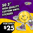 50 3" Custom Vinyl Stickers for only $25